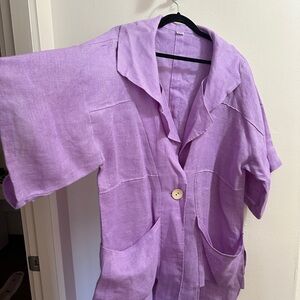 Lavender Linen Kimono cape
